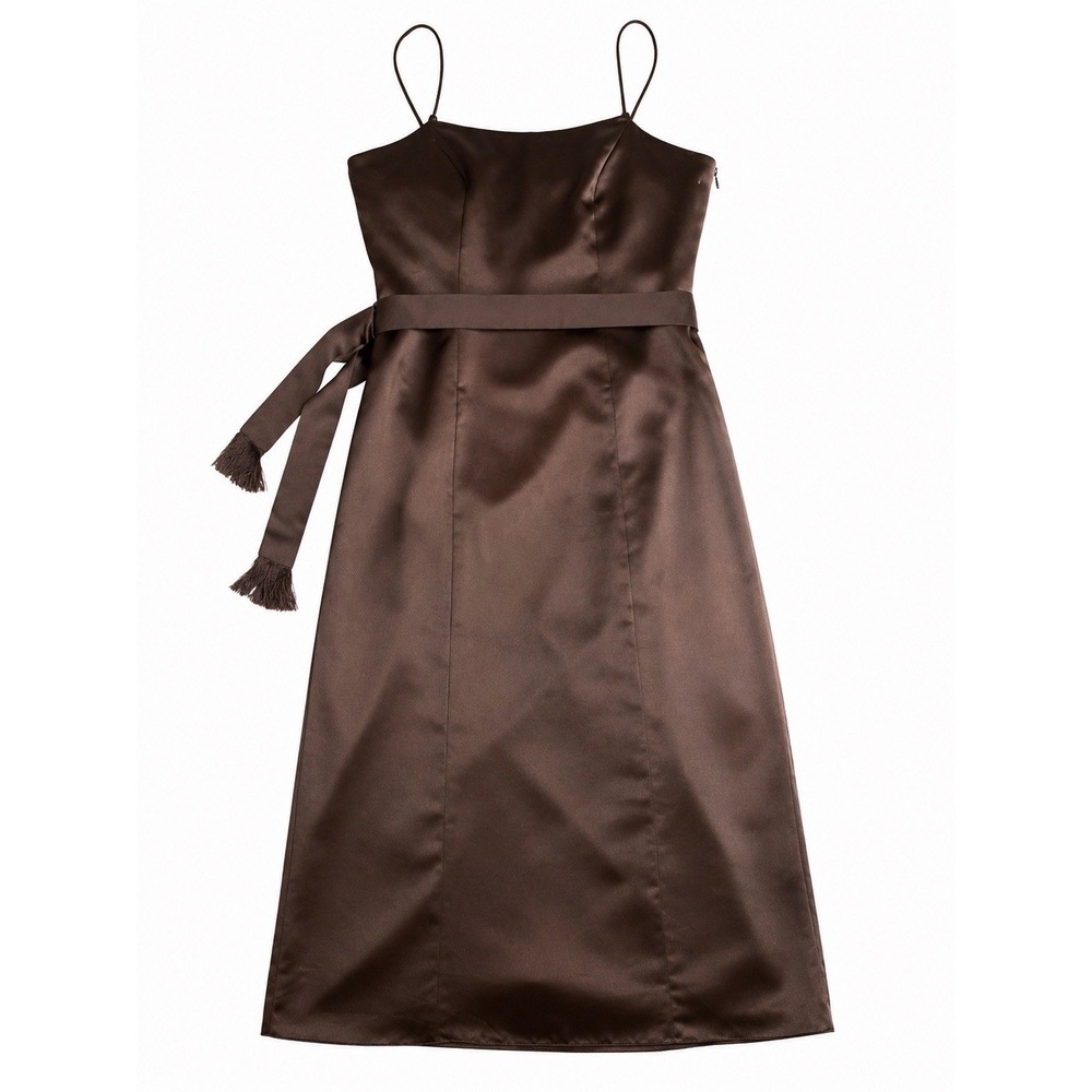 WTOO Dress Womens 10 Brown Satin Sweetheart Maxi A-Line Bridesmaid Gown Formal